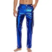 Men's Metallic Shiny Pants Night Club Pants 70s 80s 90s Disco Pant Party Dance Straight Leg Trousers