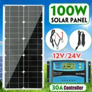 100W Solar Panel Kit Dual USB Flexible 18V Battery Charger Car with Controller