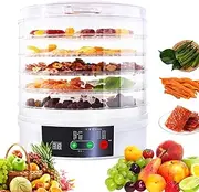 Food Dehydrator, 5 Tier 350W Freeze Dryer with 48 H-Timer, Removable Trays, 35-75℃ Temperature Adjustable, Fruit Dryer with Removable Trays for Drying Fruit, Meat, Vegetable, Jerky and Pet Treat