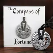Compass Pendant of Fortune Pewter Talisman Necklace - Pagan Wiccan Wicca Amulet
