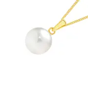 9ct Gold, Cultured Fresh Water Button Pearl Pendant in White