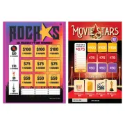 LOT 2 1 POINT/700P PULL TABS CARD TICKETS CELEBRITY MUSIC STARS PARTY GAME NEW