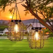 Hanging Solar Lanterns Outdoor Waterproof, Vintage Copper Hanging Lantern Lig...
