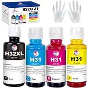 JoyPrinting Compatible HP 32XL 31 Ink Bottle Set Compatible with HP Smart Tank 7301 7602 7001 5000 5101 6001 5102 5103 651 551 455 457 450 All-in-One Printer (135 ML 32XL Black Ink 70 ML 31 CMY)