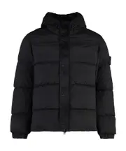 Stone Island Logo Patch Hooded Puffer Jacket XL,L,XXL,M black
