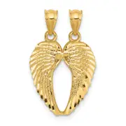 14K Yellow Gold Break Apart Diamond-Cut Wings Pendant