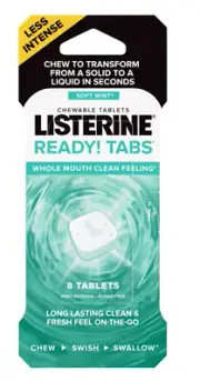 Listerine Ready! Tabs Chewable Mint Tablets, Soft Mint Flavor, 8 count