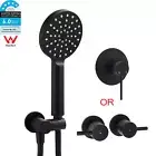 KYLINS Matt Black Round 3 Function Shower Head 1.5m Hose Wall Connector Holder