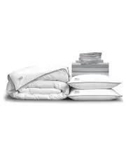 Pillow Guy 600 Thread Count Soft & Smooth White Down Perfect Bundle: Soft & Smooth Sheet 4pc Set