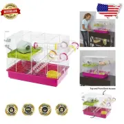 Fun Activity Small Hamster Cage - 18.11L x 11.61W x 14.8H Space for Exploration
