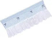 EPIGEIST 1pc Coffee Curtain Kitchen Curtains Curtain Check Valances for Kitchen Valances Sheer Curtains Short Linen Style Window Kitchen Net Curtains Blue Polyester (Polyester)