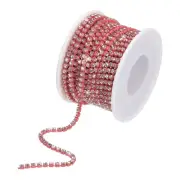 10 Yard 3mm Crystal Rhinestone Chain Trim White Gems Light Red Base