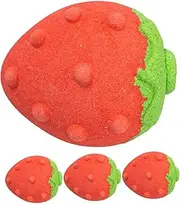 Gogogmee Strawberry Fragrance Bubble Bath Set 4pcs Bathing Salt Exfoliating Powders Portable Gentle for Foot Soak Spa