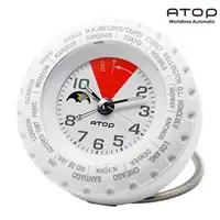 在飛比找PChome商店街優惠-ATOP｜世界時區腕錶－24時區馬卡龍鬧鐘(白紅)