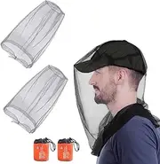 HORREX Set of 4 Mosquito Net Head, Set Mosquito Head Landing Net Face Mesh Head Protection Net for Outdoor Hiking Camping Climbing Hiking Mosquito Fly Insect Bug Prevention (Grey), gray, One Size