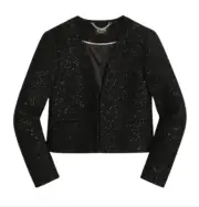 NWT JCrew Collarless Lady Chariot Jacket Blazer Womens 4 Black Sequin BM560 NEW