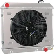 ALLOYWORKS 3 Row All Aluminum Radiator + Shroud Fan Kit + Realay for 1963 1964 1965 1966 Chevy C/K 10 20 30 Pickup Suburban G10 Van / 1961-1966 Pontiac Catalina Bonneville