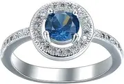 [VPbao] Chic Ring Plated 925 Sterling Silver Round Crystal CZ Promise Rings Blue