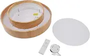 24W Modern LED Flush Mount Wood Grain Ceiling Light Remote Control 3 Color Temperatures Adjustable Retro Style Design for Kitchen Dining Study Hallway Entrance (60cm)