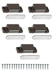 Brown w/ Screws 5pc 46mm Magnetic Cabinet Cupboard Door Latch Snap Clasp Magnet