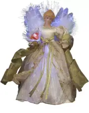 CUL Fiber Optic LED Angel Christmas Treetop Figurine, 12-Inch, Ivory and Gold