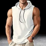 Men's Tank Top Vest Top Undershirt Sleeveless Shirt Sleeveless Hooded Summer Plain Fashion Designer Basic Classic Vacation Street Going out Black White Blue To