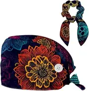 [CWAGFEQZ] Scrub Caps Women,Scrub Hats Suitable for Women,National Style Mandala Rhombus