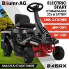 BAUMR-AG 24" Ride On Lawn Mower Electric Start Sit On Petrol 224cc Mulch