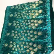 Bling Sequines Peacock Feather Velvet Fabric Fashion Costume Clothing Dress Prob