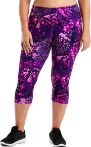 Just My Size Women's Plus Size Active Stretch Capri, Wingspan Plum Dream, 2X