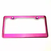 Pink Chrome Stainless Steel License Frame w/Screw Cap Honda Audi Subaru Scion
