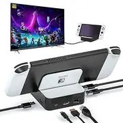 TV Docking Station for Nintendo Switch/Nintendo Switch OLED Model, 6-in-1 Switch Dock with HDMI 2.0, 100Mbps Ethernet, 2 USB-A 2.0, 1 USB 3.0,100W USB-C Charging Port, Supports YouTube On TV