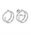Thin Silver Double Nose Hoop Ring For Piercing 8mm Women Spiral Earrings (Set 2)