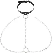 [Generic] Punk Leather Festival Body Chain Necklace Jewelry Gothic Harness Bra Body Chain Waist Chain Belly Chains for Women Nightclub