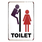 2x Tin Sign Toilet Restroom 20x30cm Metal Rustic Look Vintage