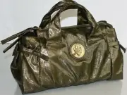 NEW GUCCI Tom Ford ERA Olive Green Patent HYSTERIA Gold Medallion TOTE BAG