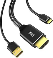 HDMI to USB C Cable 4K@60Hz, 6.6ft HDMI to Type-C Adapter with USB Power, HDMI to USB-C Cord(Male to Male), Compatible for Xreal Air, Nreal air, Steam Deck Dock, PS5, Xbox,Touchable Portable Monitor