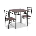 Artiss Metal Table And Chairs Walnut And Black