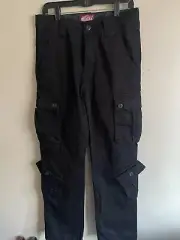 New Size M/30 Matchstick Black Flat Front Cargo Pants