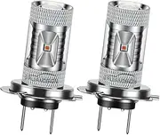 Ruiandsion H7 LED Fog Light Flash Strobe 1:1 Mini Size 600LM Amber Yellow 10-30V Non Polarity 2525 XBD Chip 6SMD Plug and Play LED Bulb for Daytime Running Lights or Fog Light (Pack of 2)