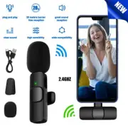 Wireless Lavalier Microphone Mic For Android Phone iPhone ipad Vlog Live Stream
