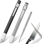 Honoson 2 Pieces Diamond Retractable Knife Sharpener Steel Sharpening Rod for