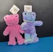 BUILD A BEAR PURPLE TYE TIE & PINK FROG BUDDIES SMALL FRYS BNWT PLUSH