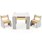 Kids Table and Chair Set 4-in-1 Wooden Activity Table Chairs for Drawing Study