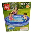 Inflatable Kids Swimming Pool, Blue Robot Sharks. 3-Ring Pool By Play Day