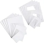 White Picture Mat Kit, Includes Anti Acid Pre Cut Display Photo Frame Mat and Core Bevel Cutting Mat Board for Photo Picture Artwork, 5 x 7, 8 x 10, 11 x 14 Inch (12 Sets)