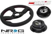 NRG 320mm 1.5" DP Race Leather Steering Wheel RD St + 130H Hub Gen2.5 BK Release