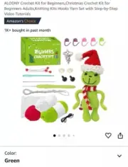 Grinchmas Crochet Kit for Beginners, With YouTube QR Code Tutorial, Green