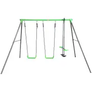 Hurley 3 Station Metal Swing Set with Face to Face Duo Swing Seat