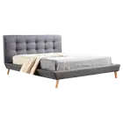 Palermo Queen Linen Fabric Bed with Button Tufted Headboard - Grey